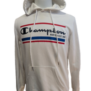 CHAMPION Sweat à Capuche Homme S Blanc Logo Drapeau Américain Hoodie Sport