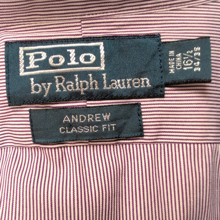 Chemise Polo Ralph Lauren Andrew Classic Fit L/XL Bordeaux Rayures Coton