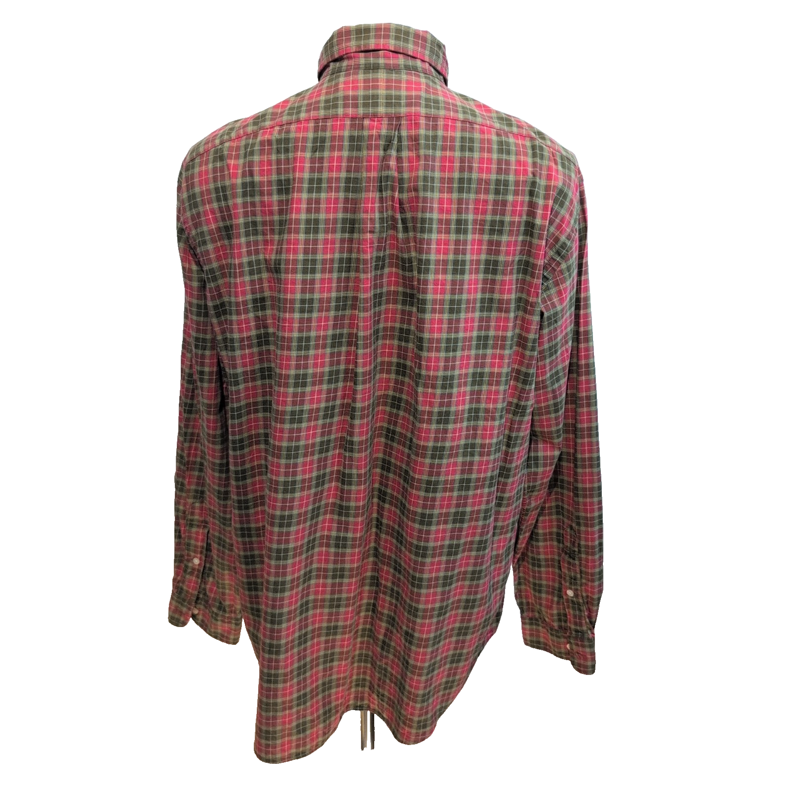 Chemise Ralph Lauren Classic Fit XL Carreaux Rouge Kaki Logo Vert manches longue