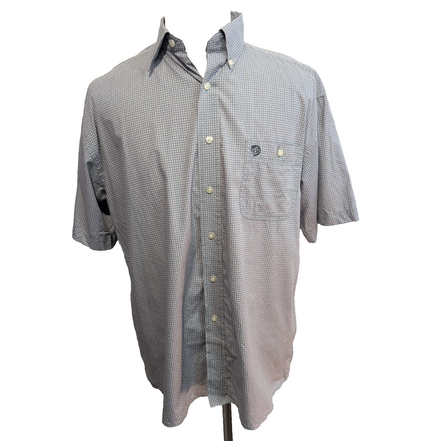 Chemise Wrangler Manche Courte Grise à Micro Points Blancs Taille L Une Poche
