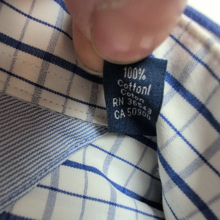 Chemise Tommy Hilfiger L Blanc Bleu Rayures Coton Regular Fit manches longues