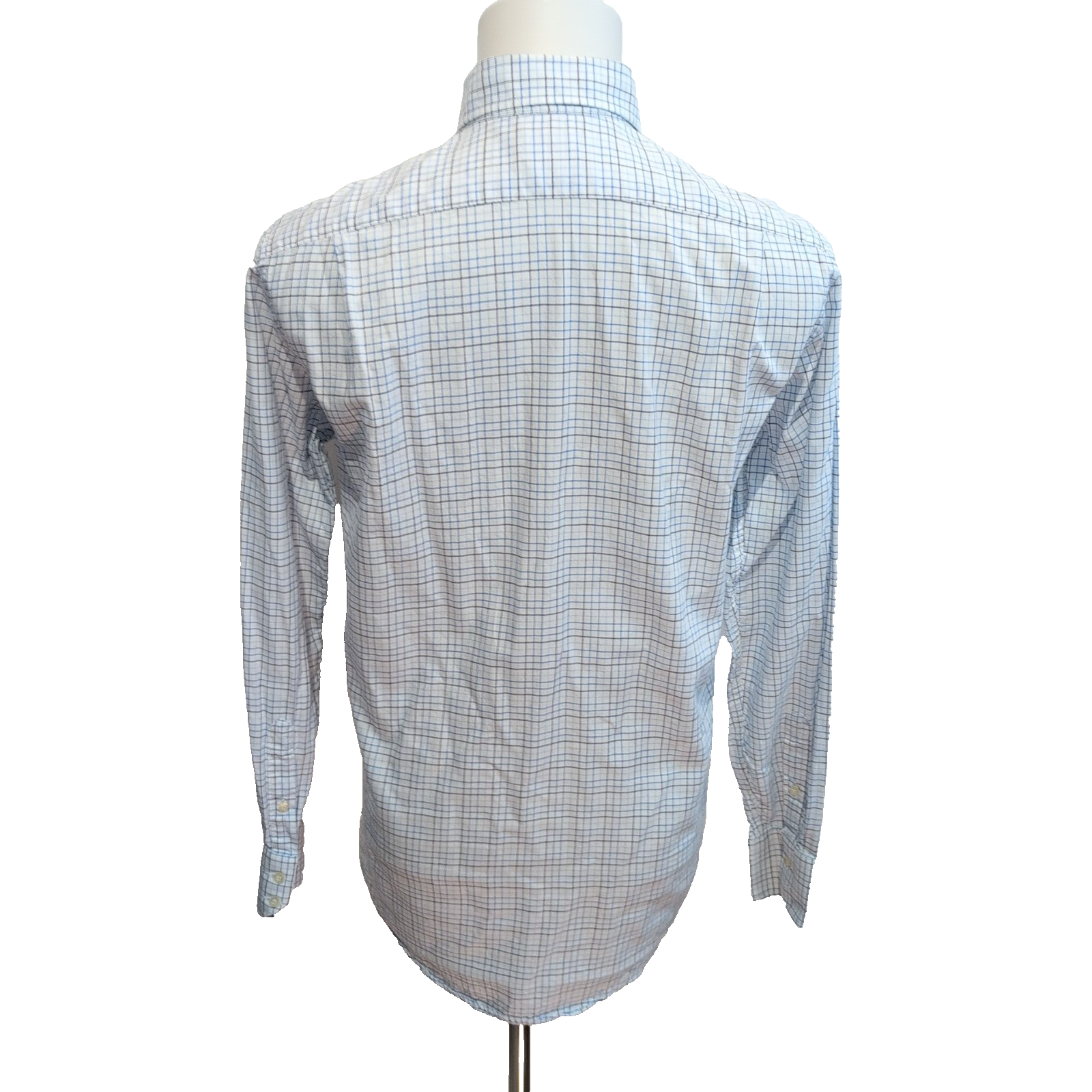 Chemise Lacoste 38 S/M Blanc Carreaux Bleus Logo Vert Coton manches longues