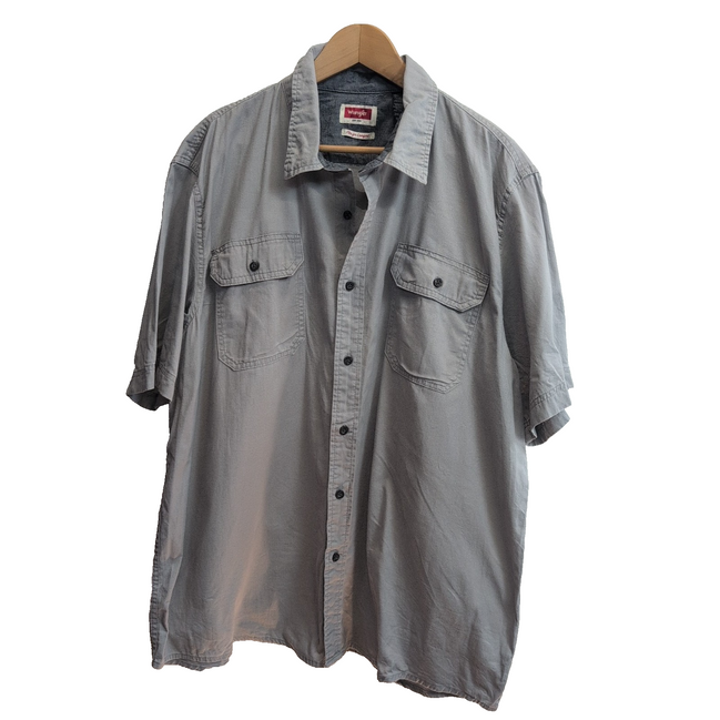 Chemise Wrangler gris uni manches courtes taille XXL #193e