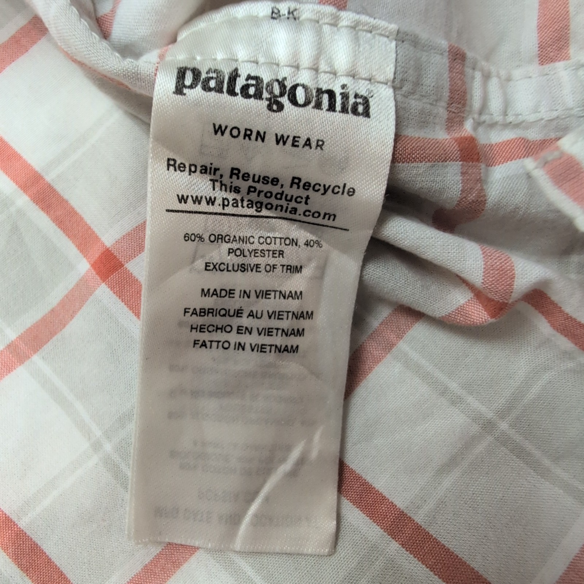 Chemise Patagonia XL grise carreaux bio coton pêche manches longues
