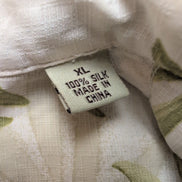 Chemise hawaïenne Tommy Bahama XL beige verte fleurie 100% soie manches courtes