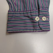 Chemise Polo Ralph Lauren Shirt XL Custom Fit Violet Rayée Logo Vert Button Down
