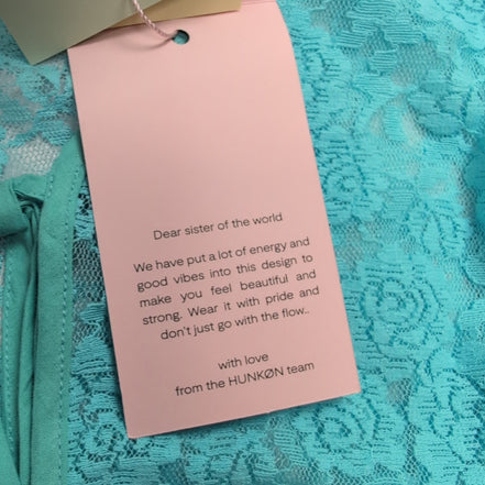 Haut Court Femme HUNKØN XS Dentelle Turquoise Manches Longues Neuf
