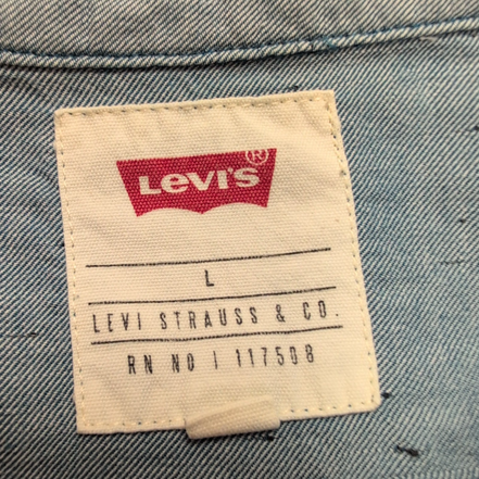 Chemise Levi's L Bleu Clair Moucheté 100% Coton Logo Manches Courtes