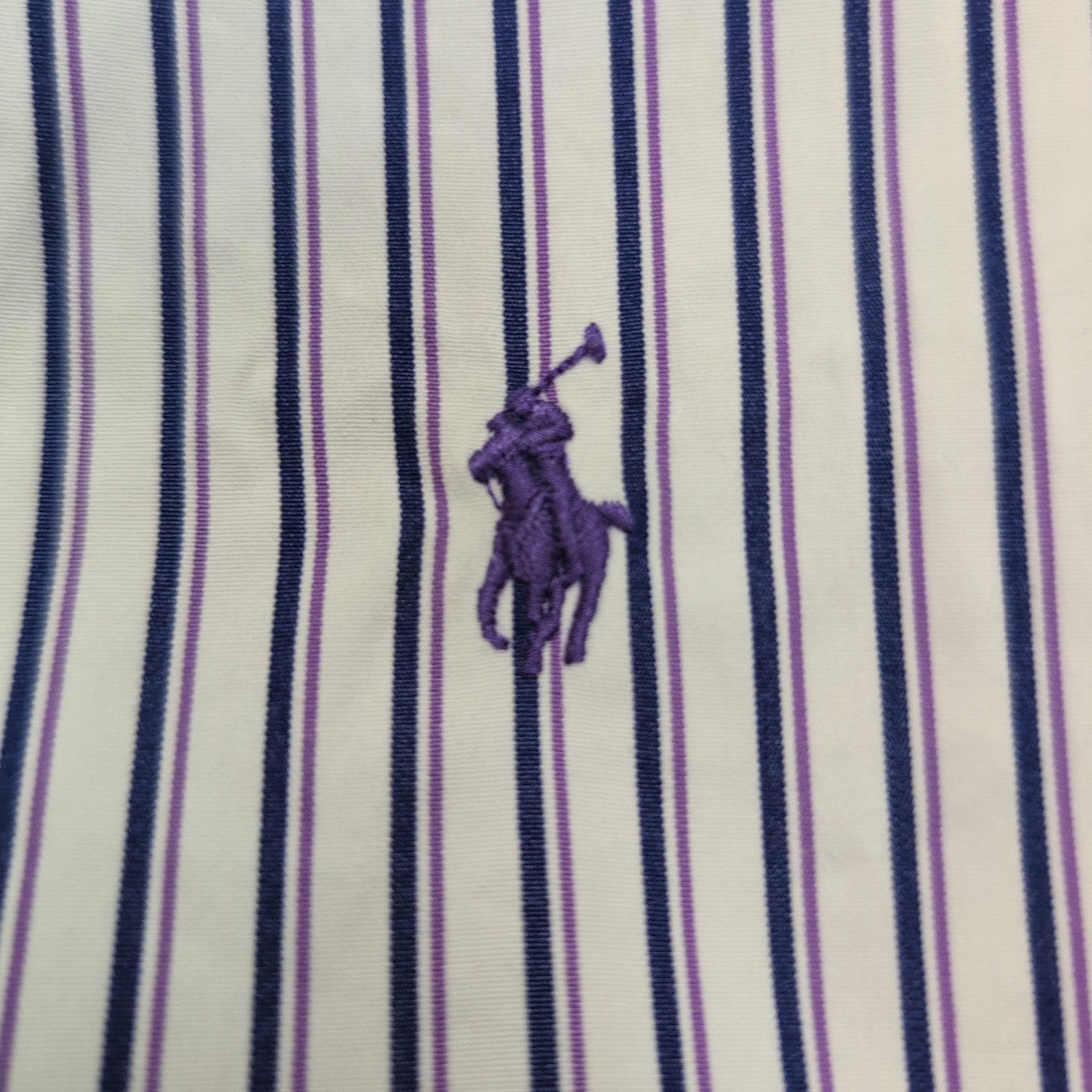 Chemise Polo Ralph Lauren L/XL Regent Custom Fit Rayures Logo Violet