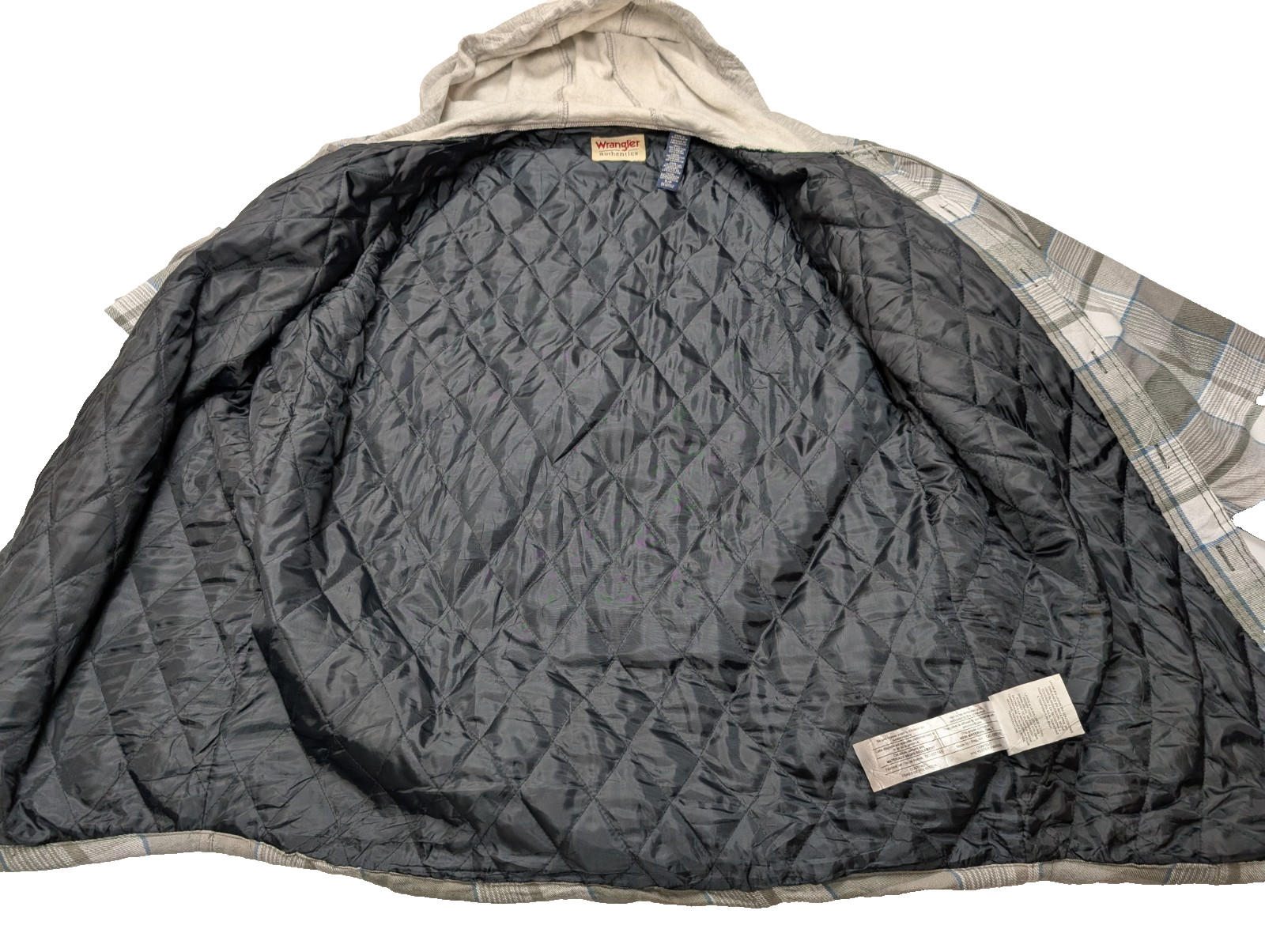 Wrangler Surchemise Flanelle Matelassée Capuche T.S Veste Carreau Gris |243S