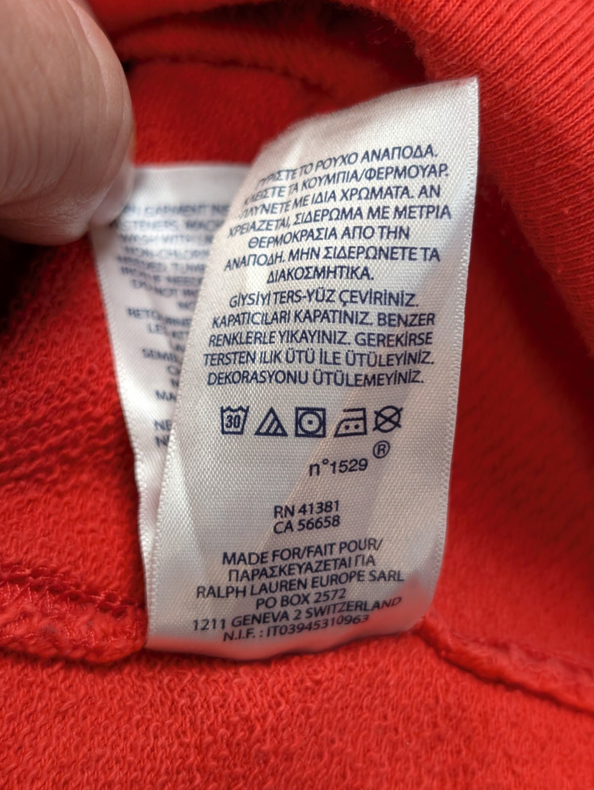 Veste à capuche Polo Ralph Lauren rouge Polo 67 flocage vintage S