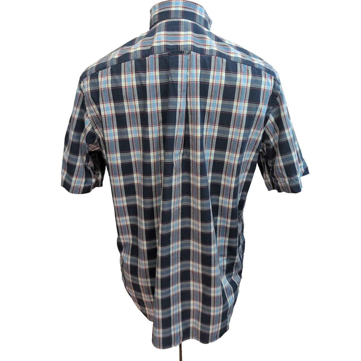 Chemise Nautica Classic Fit L Bleu Marine Carreaux 100% Coton Manches courtes
