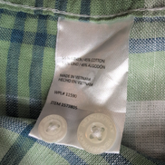 Chemise Weatherproof Vintage XL Lin Coton Vert Bleu Carreaux Manches Courtes