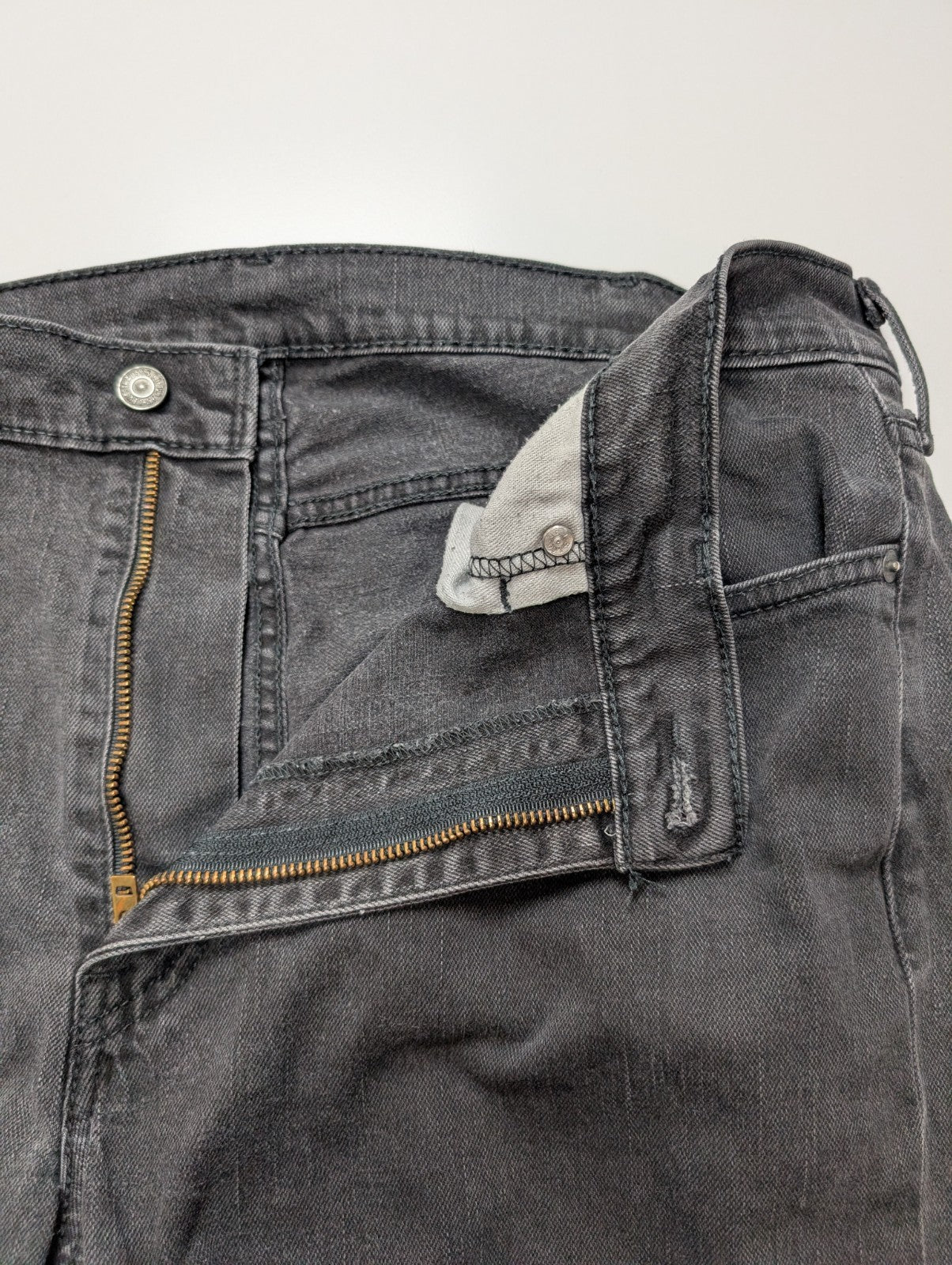 Jean Levi's 514 Vintage Homme W38 L32 Noir Denim Stretch Straight Fit Droit