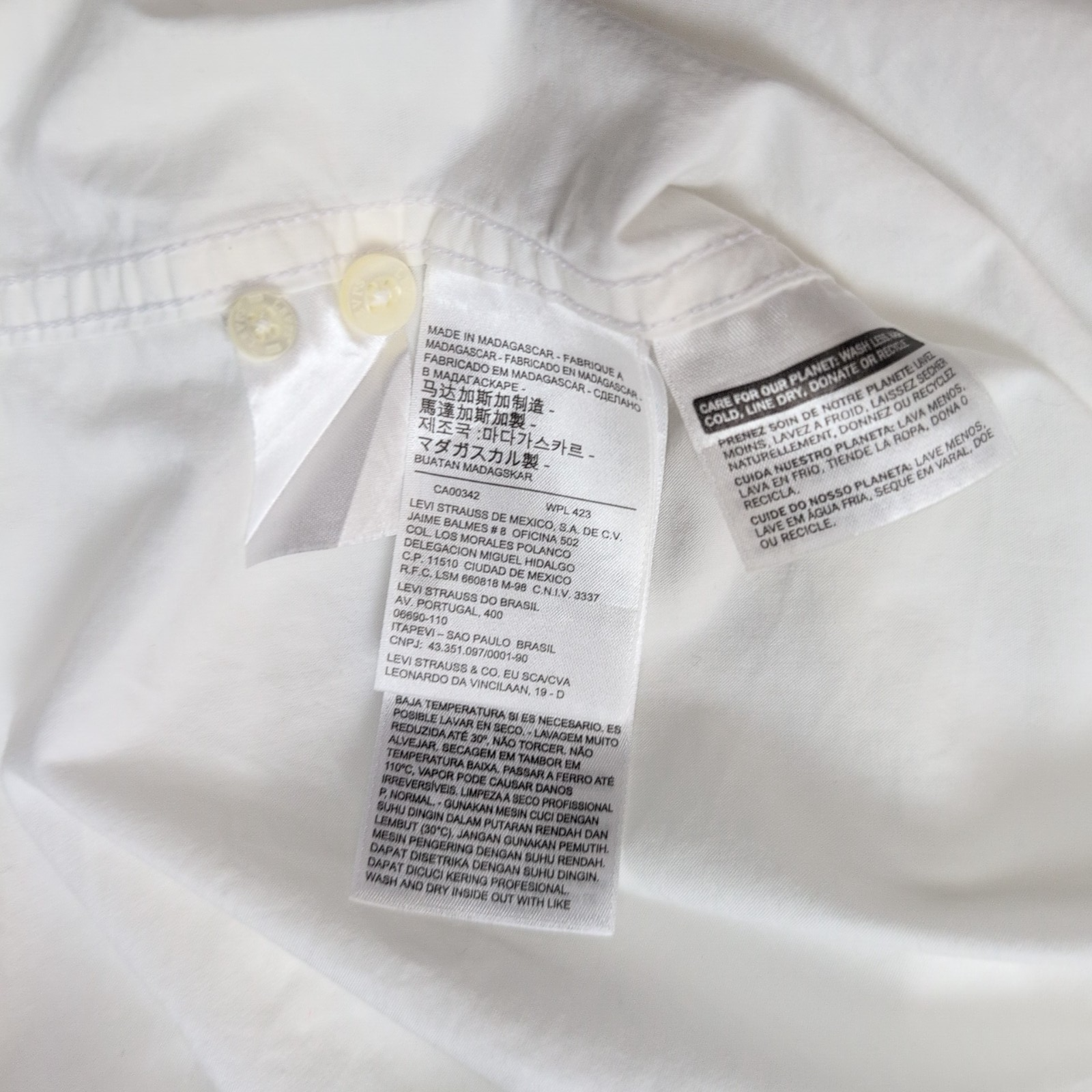 Levi's Chemise Blanche Manches Longues Coton Homme Taille XXL