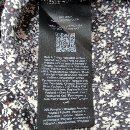 Haut Femme Vero Moda Taille XS Noir Fleuri Blanc Manches Bouffantes Neuf
