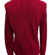 Pull Lauren Ralph Lauren Femme Rouge Satiné Torsadé Boutons Métal Taille L