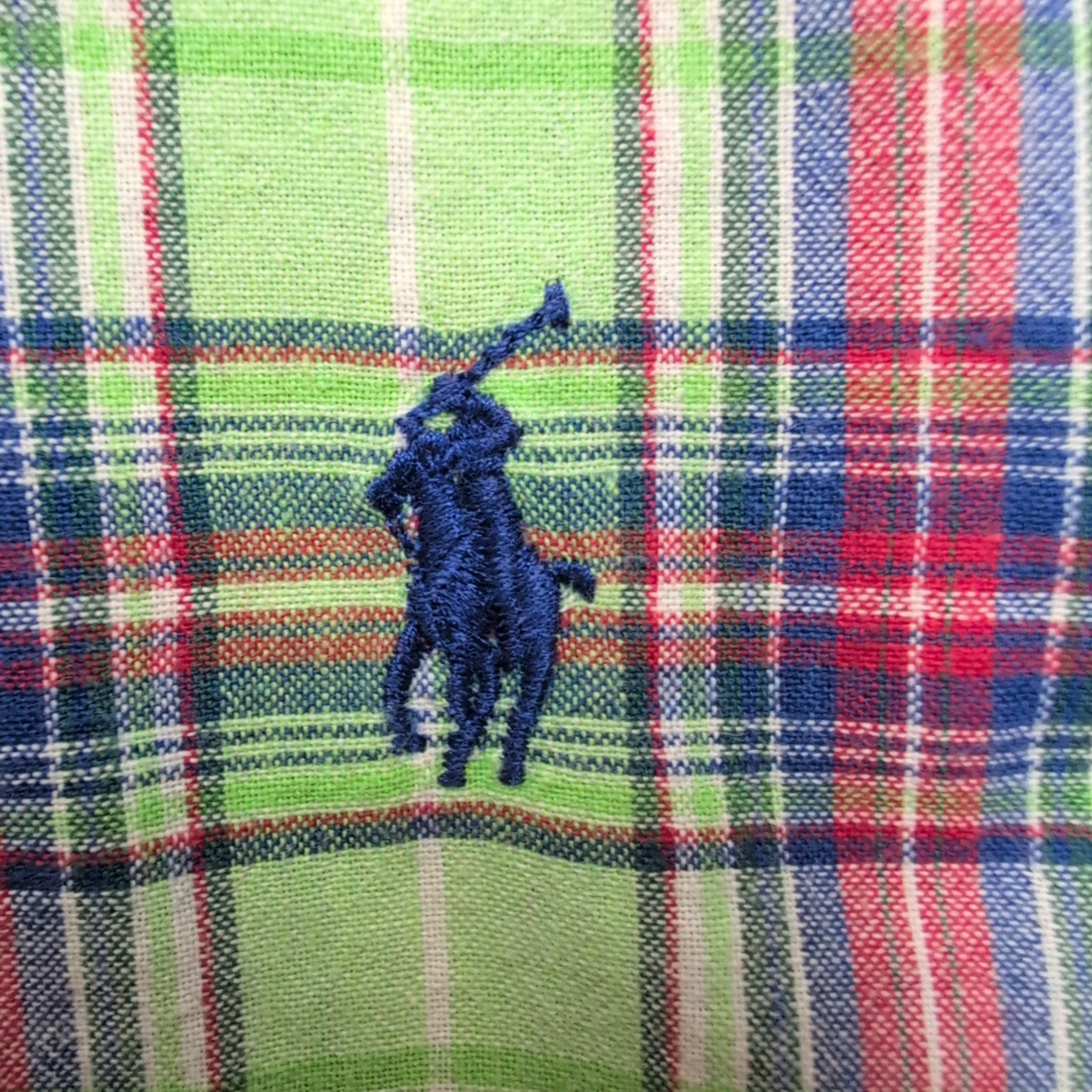 Chemise Ralph Lauren Blake L Carreaux Vert Rouge Manches Courtes Button Down 