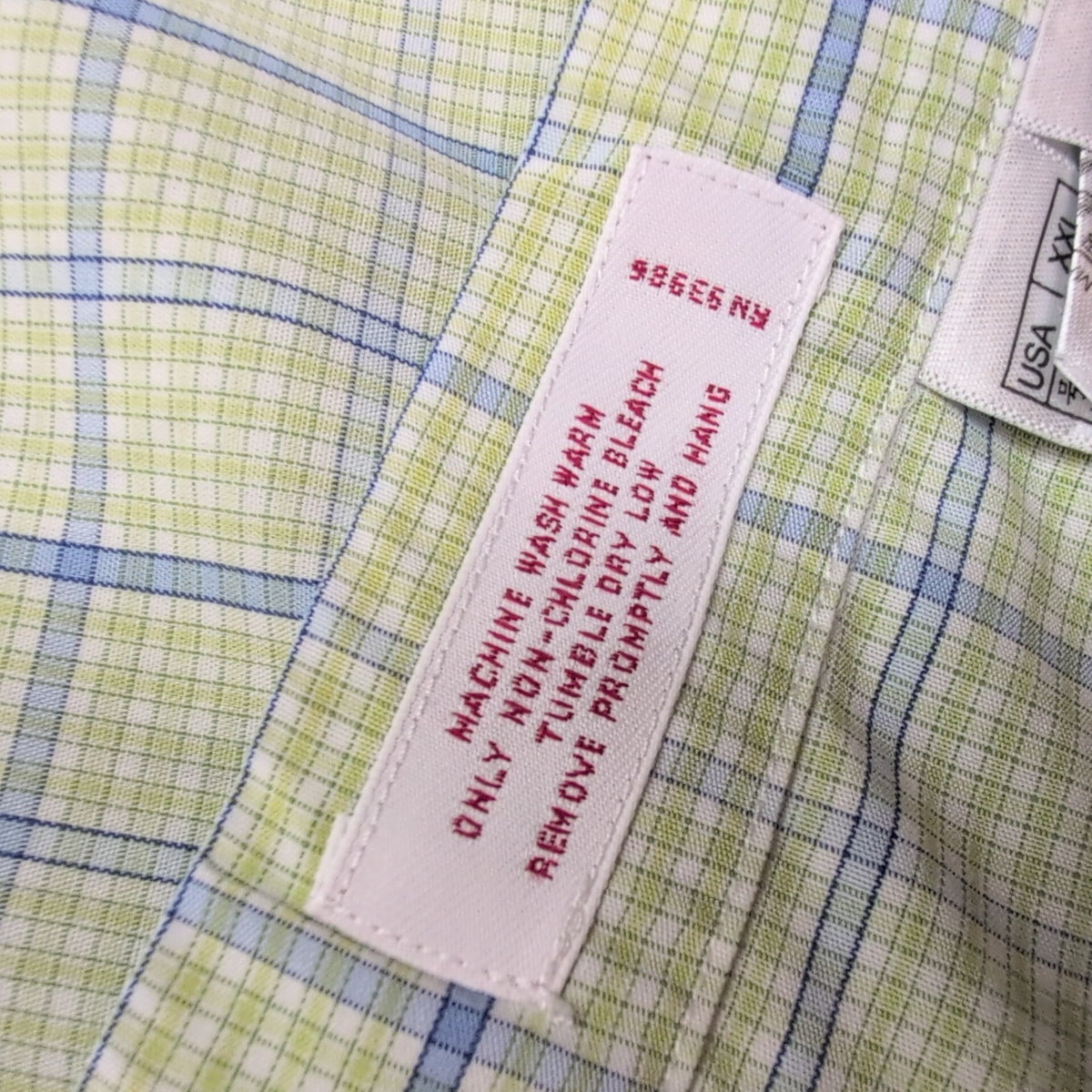 Chemise Brooks Brothers 2XL Vert Bleu Carreaux 100% Coton