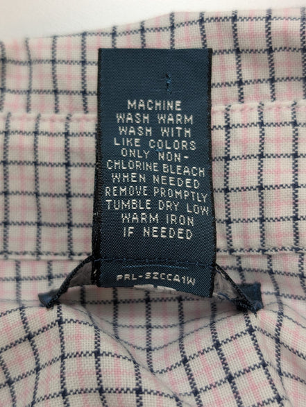 Ralph Lauren Chemise Homme M/L Rose Blanc Carreaux Gingham Manches Longues Custo