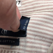 Chemise Ralph Lauren L Oxford Bordeaux clair à Rayures Vintage Manches courtes