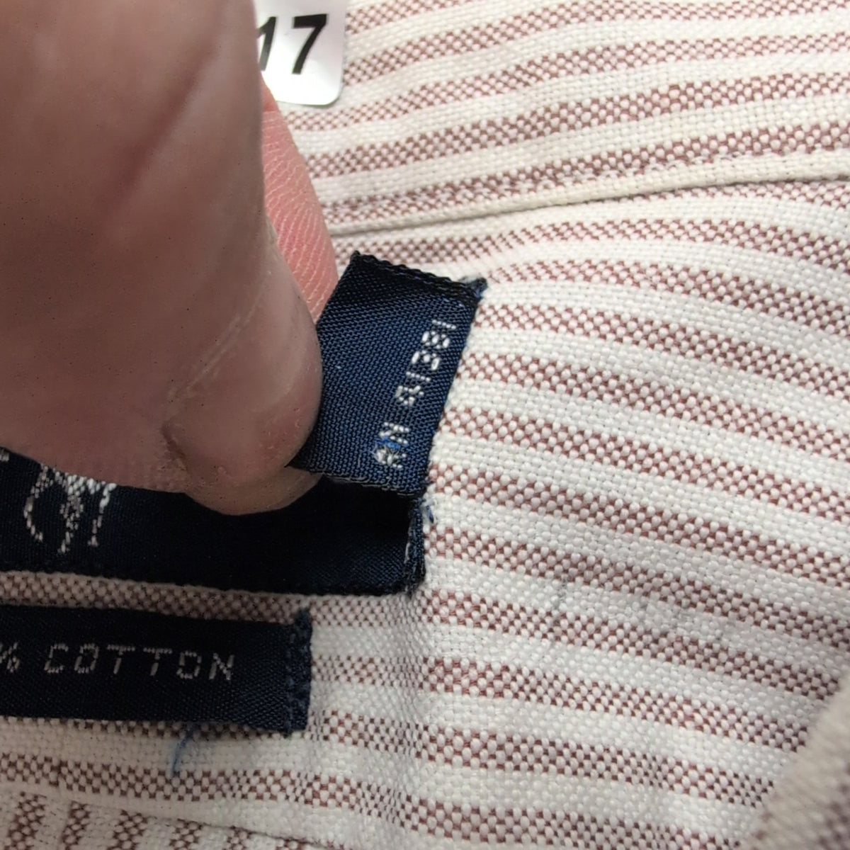 Chemise Ralph Lauren L Oxford Bordeaux clair à Rayures Vintage Manches courtes