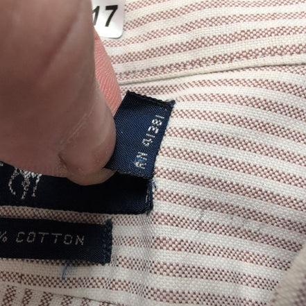 Chemise Ralph Lauren L Oxford Bordeaux clair à Rayures Vintage Manches courtes