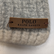 Écharpe Polo Ralph Lauren Grise Côtelée Laine Mérinos Logo Cuir