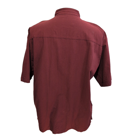 Chemise Hawaïenne Manches Courtes LRSM Col Mao Bordeaux XXL Motif