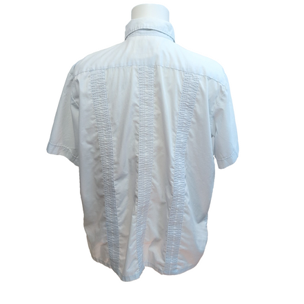 Chemise Guayabera Cuba Panama XL Blanche Brodée Vintage Zip manches courtes
