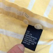 Chemise Nautica L Jaune Pâle Rayures 100% Coton Logo Boussole Rare