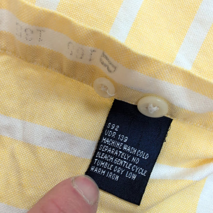 Chemise Nautica L Jaune Pâle Rayures 100% Coton Logo Boussole Rare