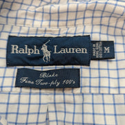 Ralph Lauren Chemise Homme L Blanche Quadrillée Double Retors Sans Logo