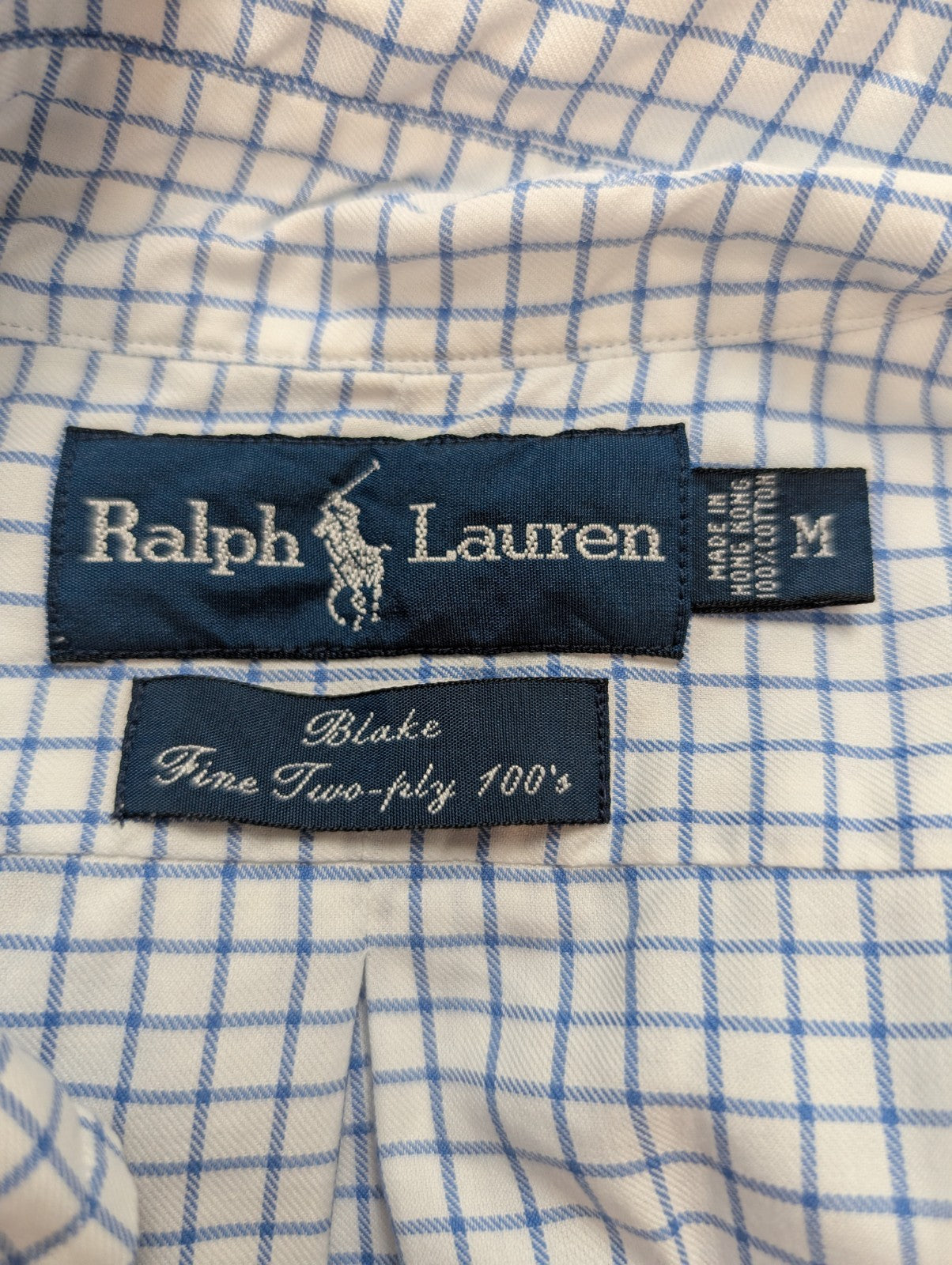 Ralph Lauren Chemise Homme L Blanche Quadrillée Double Retors Sans Logo