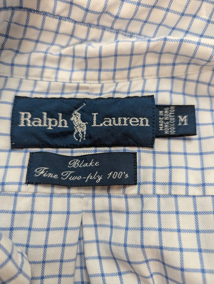 Ralph Lauren Chemise Homme L Blanche Quadrillée Double Retors Sans Logo
