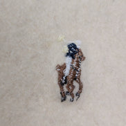 Écharpe Polo Ralph Lauren Blanc Cassé 100% Laine Logo Poney Marron