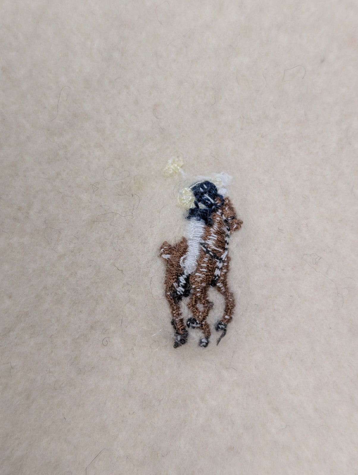 Écharpe Polo Ralph Lauren Blanc Cassé 100% Laine Logo Poney Marron