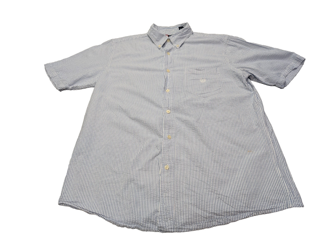 Chemise Chaps manches courtes bleu à rayures taille L #237msch
