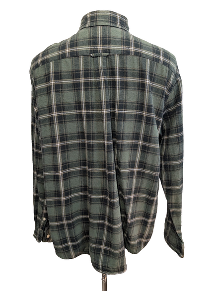 🐻 CHEMISE FLANELLE CHAPS XL (TG) CARREAUX VERT KAKI NOIR LOGO BRODÉ