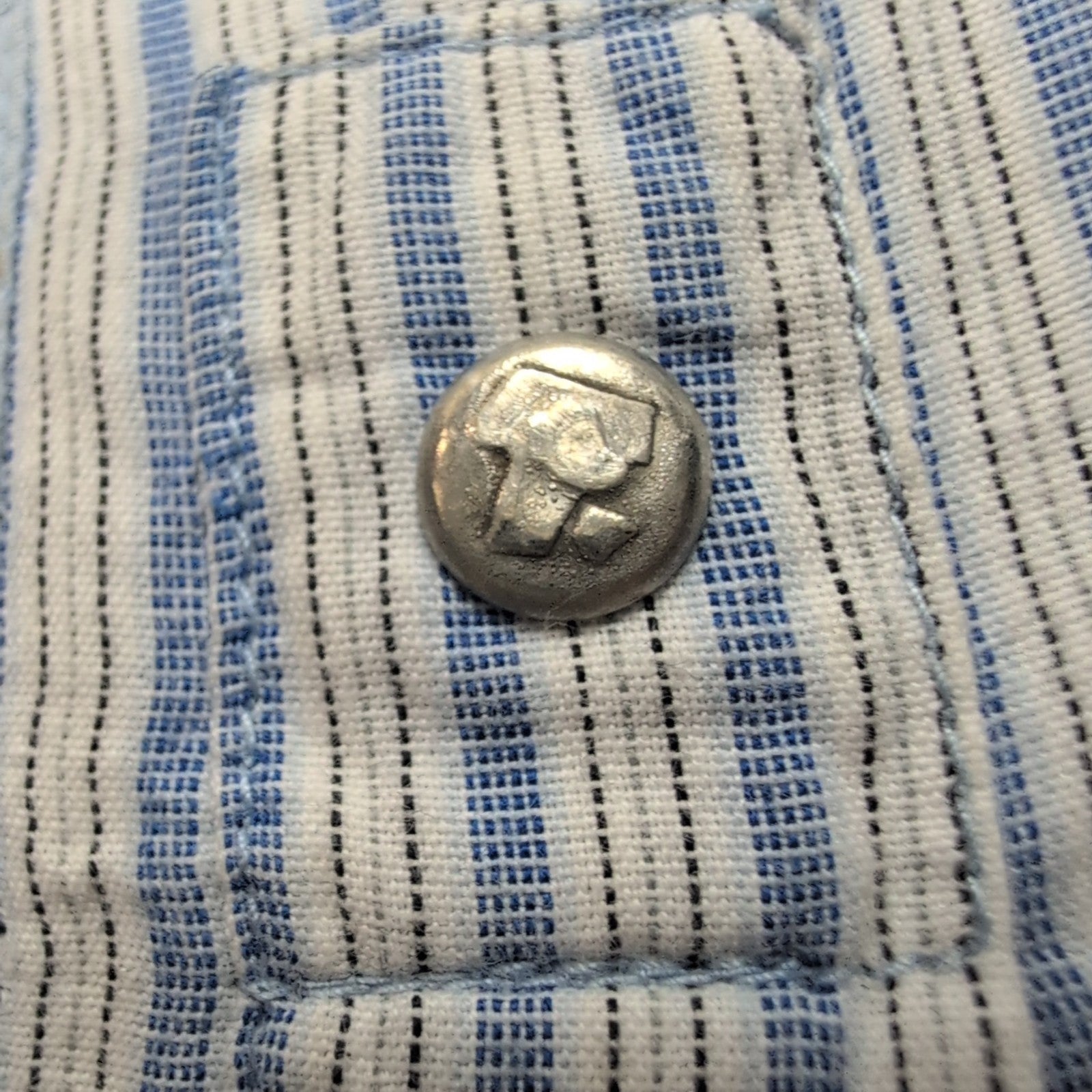 Chemise Freeman T. Porter S Bleu Rayures Blanches Coton Manches Longues