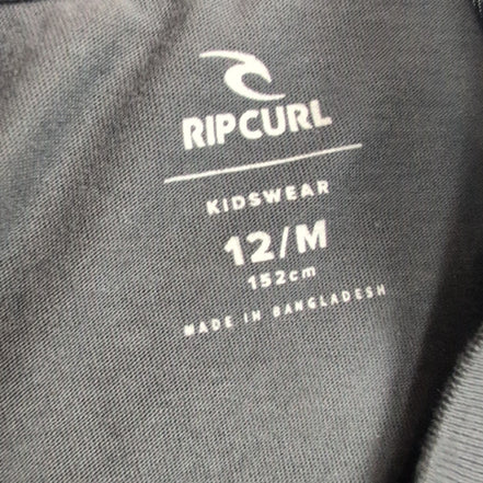 T-shirt Rip Curl Manches Longues 12 Ans Gris Surf Neuf avec Étiquette