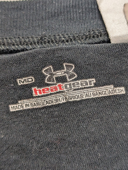 T-shirt Under Armour Coton Mat Noir Imprimé Violet & Jaune Taille M Vintage