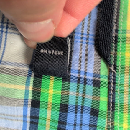 Chemise Nautica Bleu Vert À Carreaux Fond Blanc Manches Longues Taille XXL