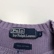 Pull Polo by Ralph Lauren col rond lilas violet logo multicolore coton L
