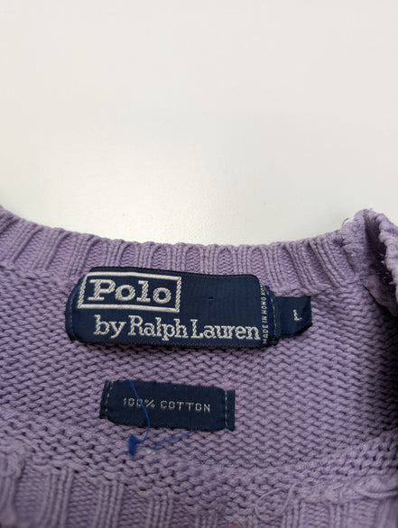 Pull Polo by Ralph Lauren col rond lilas violet logo multicolore coton L