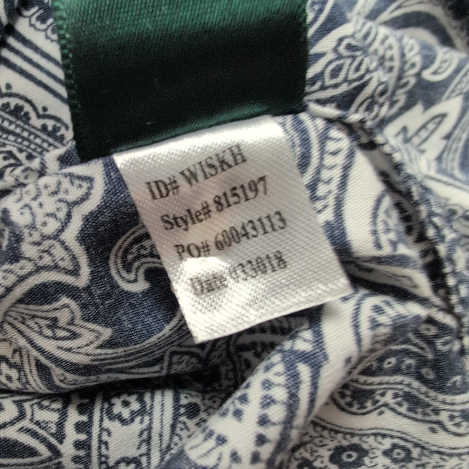 Lauren Ralph Lauren Chemise Femme M Bleu Marine Blanc Paisley Coton Manches 3/4