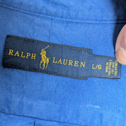 Ralph Lauren Chemise L Bleu Uni Logo Rose Fluo Manches courtes