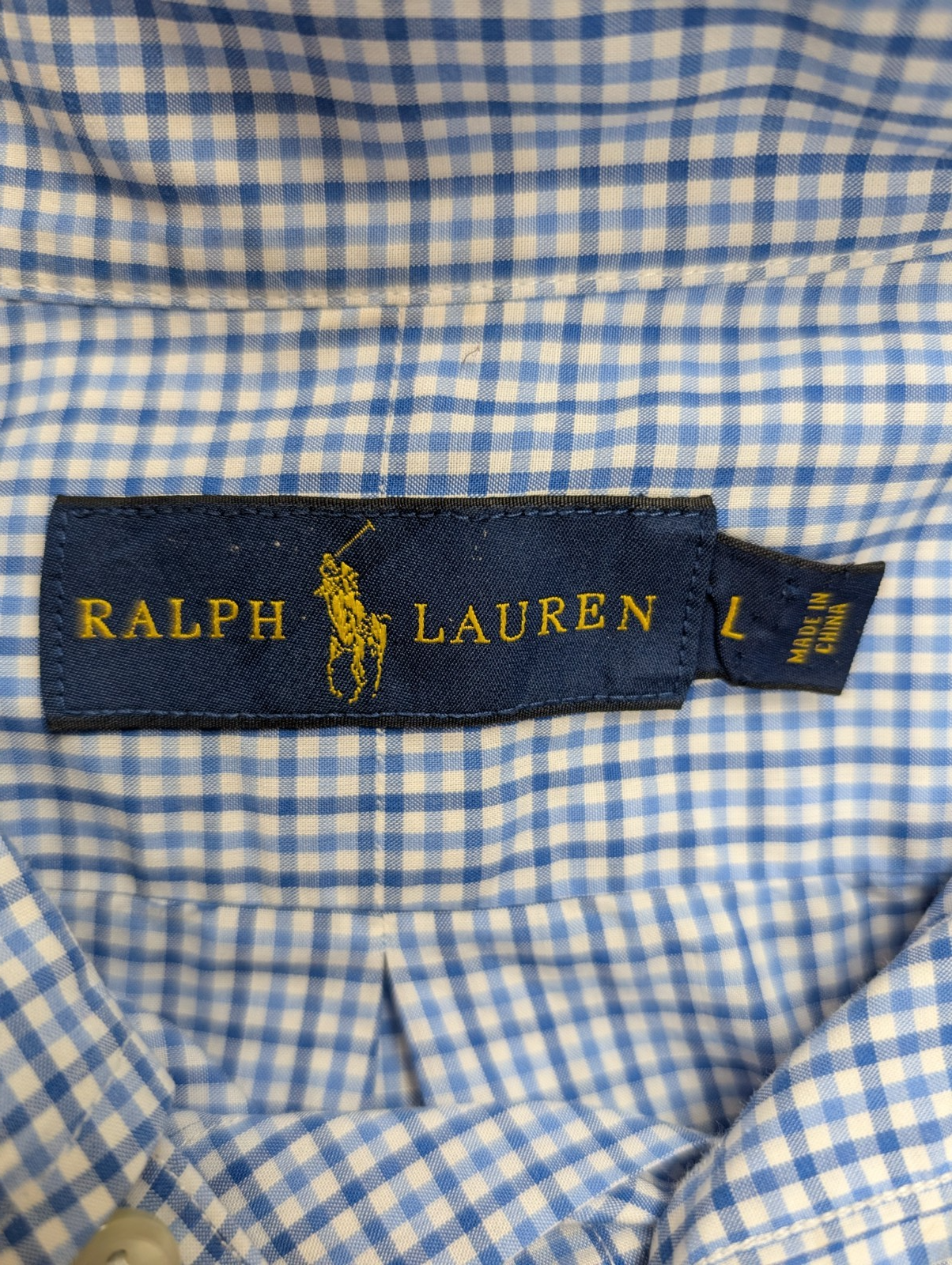 Chemise Polo Ralph Lauren Shirt L Petits Carreaux Bleu Blanc Button Down Logo