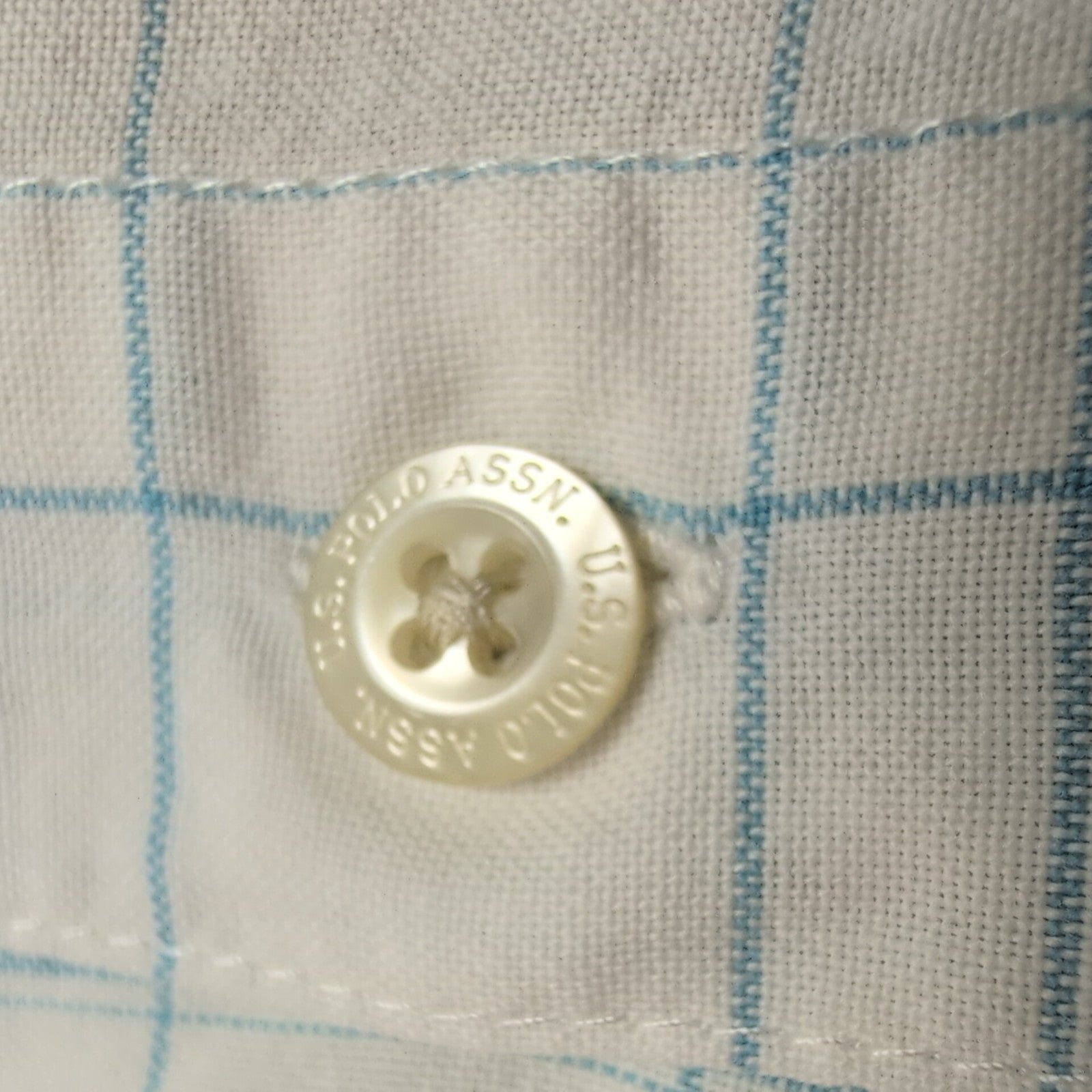 Chemise US Polo Assn Carreaux Bleu et Blanc Taille M 100% Coton Manches courtes