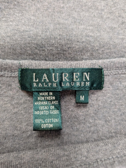 Pull LAUREN Ralph Lauren M gris coton Made in USA logo RL manches longues 